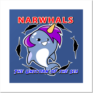 Narwhals Unicorns of the sea Posters and Art